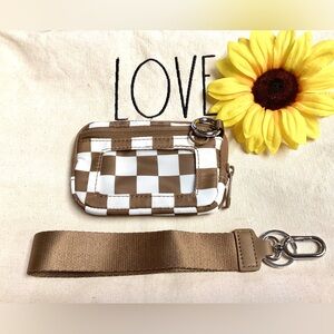 Brown Checkered Wristlet Wallet